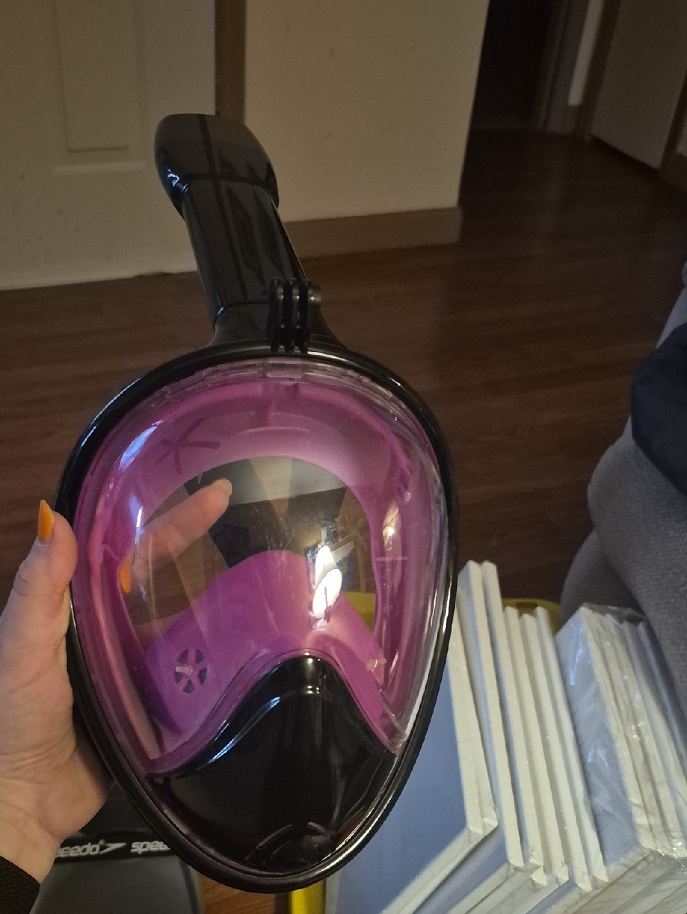 Full-Face Snorkel Mask - Pink and Black